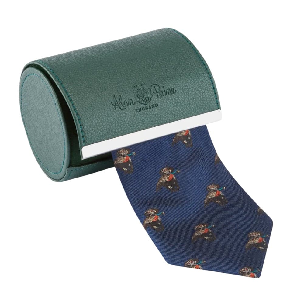 Ripon Silk Tie - Retriever Design Navy, view: 0