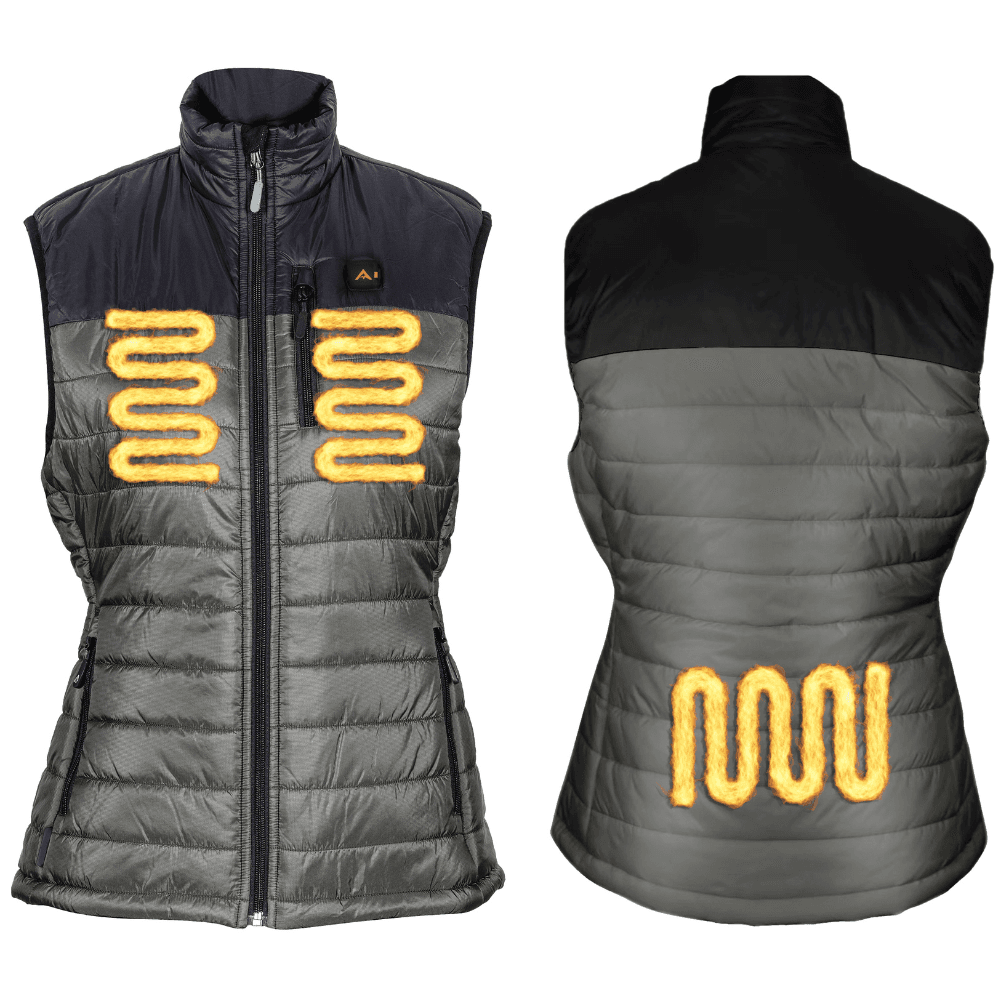 Heat Puff Vest Dunfri Värmeväst Dam inkl Powerbank Grågrön, view: 2