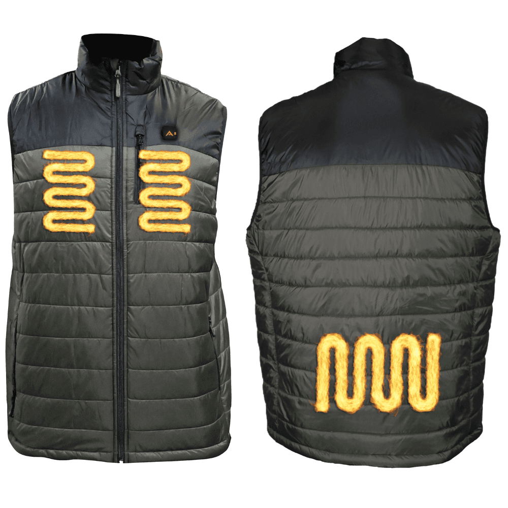 Heat Puff Vest Dunfri Värmeväst Herr inkl Powerbank Grågrön, view: 2