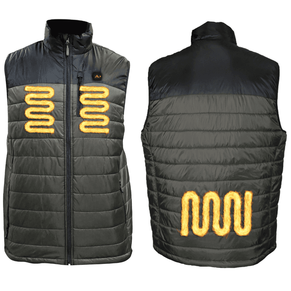 Heat Puff Vest Dunfri Värmeväst Herr inkl Powerbank Grågrön, view: 2