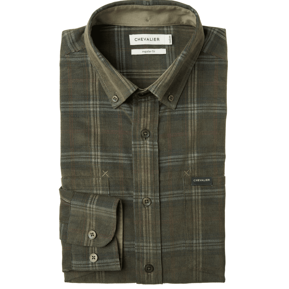 M's Wellington Walton Light Cord Shirt Men Hunter Green Checked, view: 4