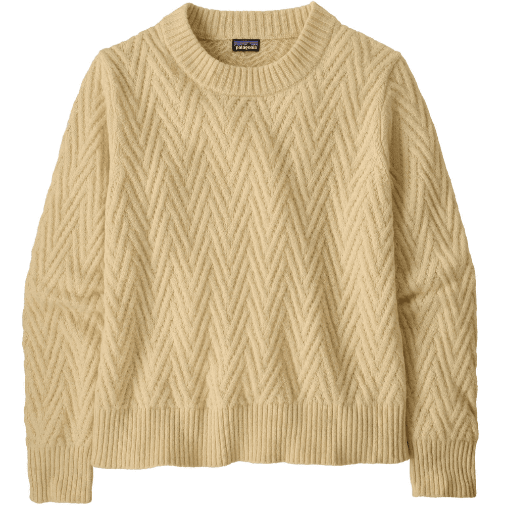 W's Recycled Wool-Blend Crewneck Sweater Chevron Cable: Dark Natural, view: 0