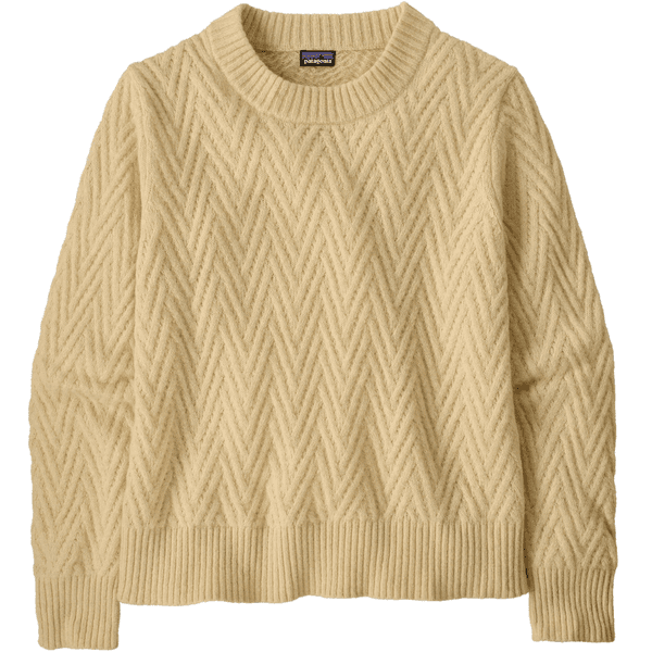 W's Recycled Wool-Blend Crewneck Sweater Chevron Cable: Dark Natural, view: 0