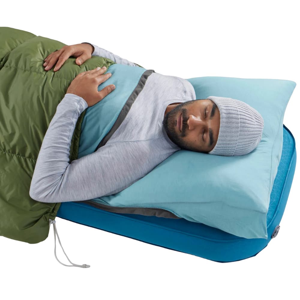 Comfort Blend Sleeping Bag Liner With Pillow Sleeve Rectangular Aqua Sea Blue, view: 3