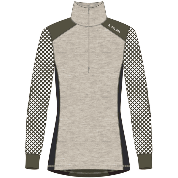 W's Woolnet Hybrid Mockneck Beige Melange/Tarmac/Jet Black, view: 0