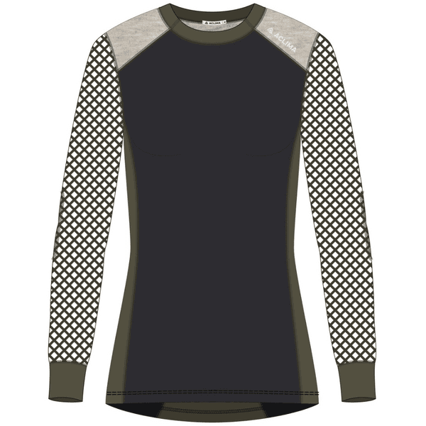 W's Woolnet Hybrid Crewneck Jet Black/Tarmac/Beige Melange, view: 0