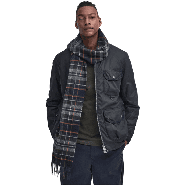 New Check Tartan Scarf Navy/Dark Ginger, view: 2