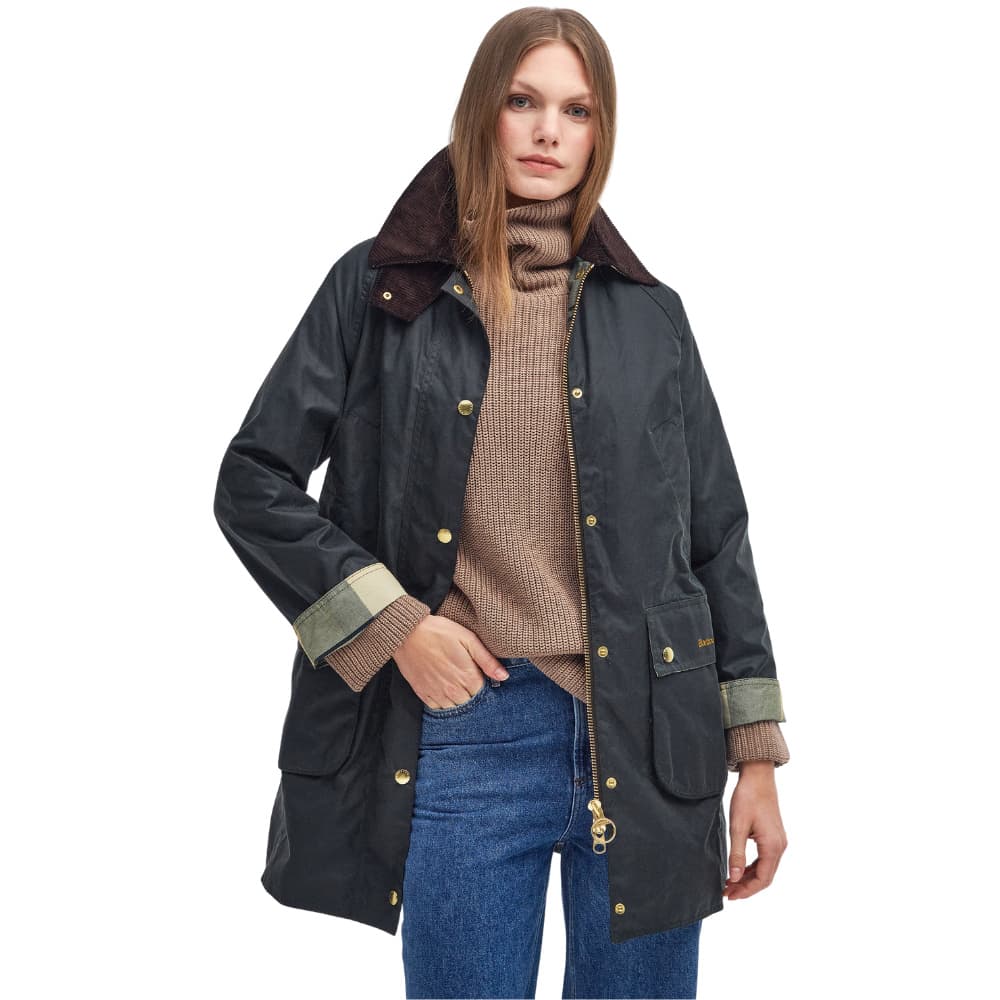 W's Long Beadnell Wax Jacket Sage/Ancient, view: 5