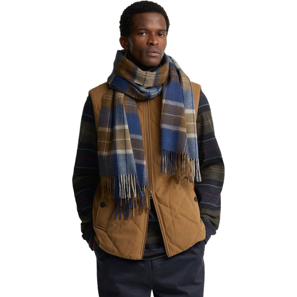 Brack Patchwork Tartan Scarf Navy/Sandstone, view: 1