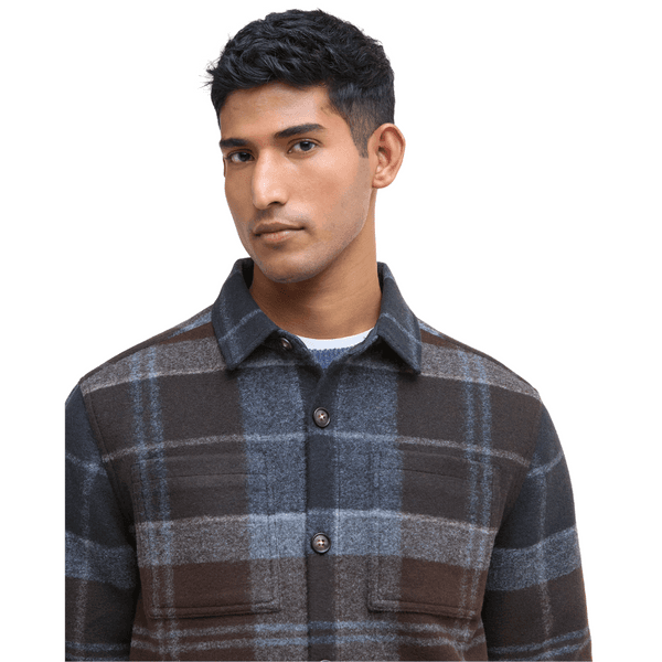M's Chapter Tailored Check Overshirt Midnight Oak Tartan, view: 3