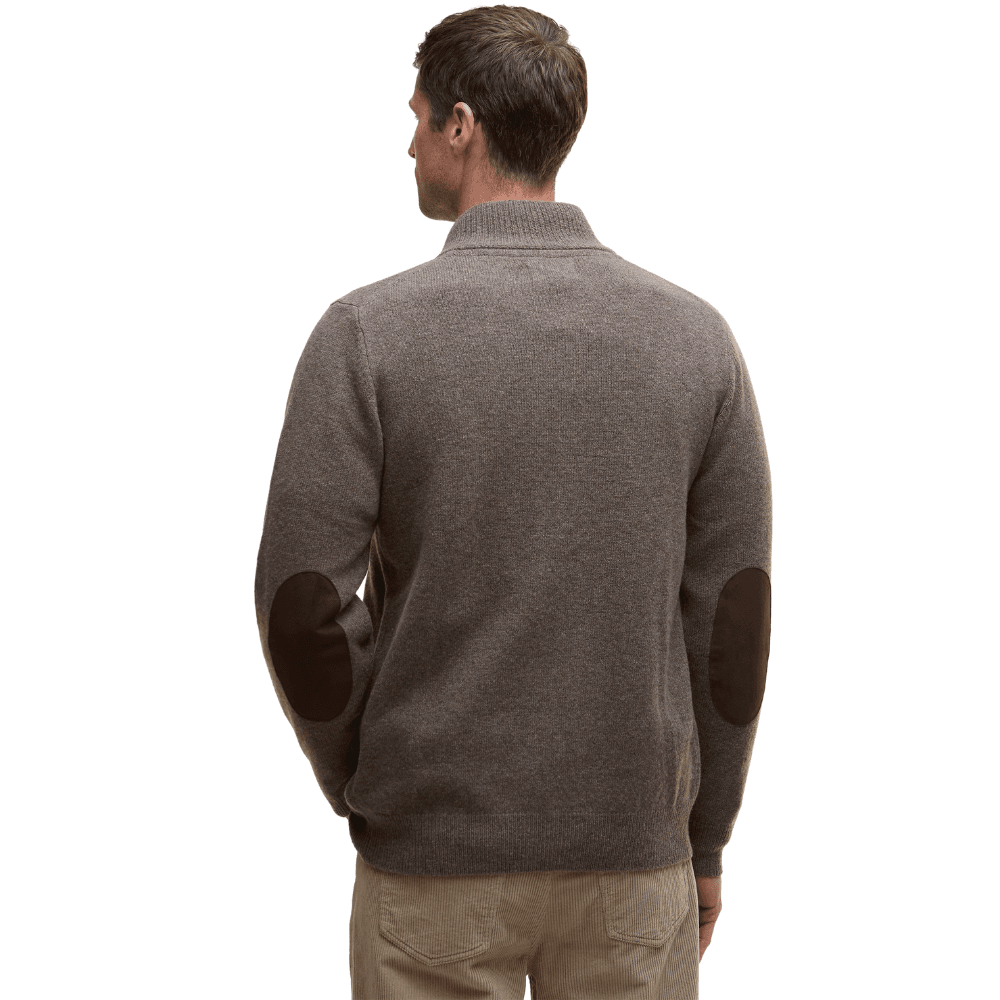 M's Essential Patch Zip Through Knitted Jumper Dark Stone, view: 2