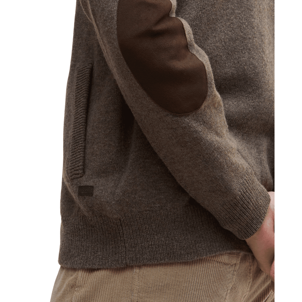 M's Essential Patch Zip Through Knitted Jumper Dark Stone, view: 5