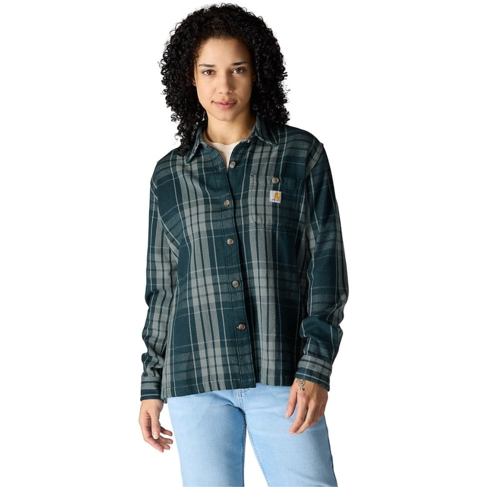 Carhartt W's Loose Fit Twill Plaid Shirt Greenstone, view: 2