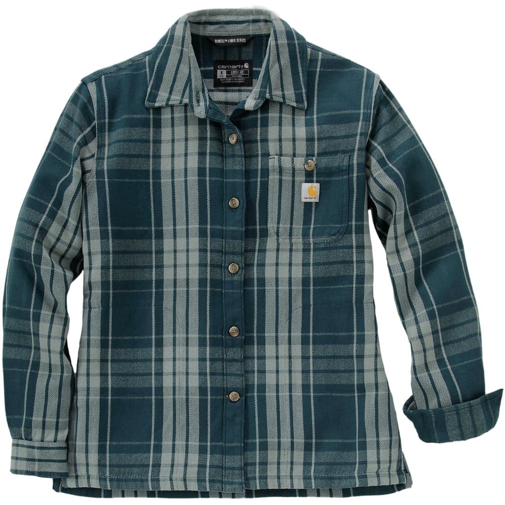 Carhartt W's Loose Fit Twill Plaid Shirt Greenstone, view: 0