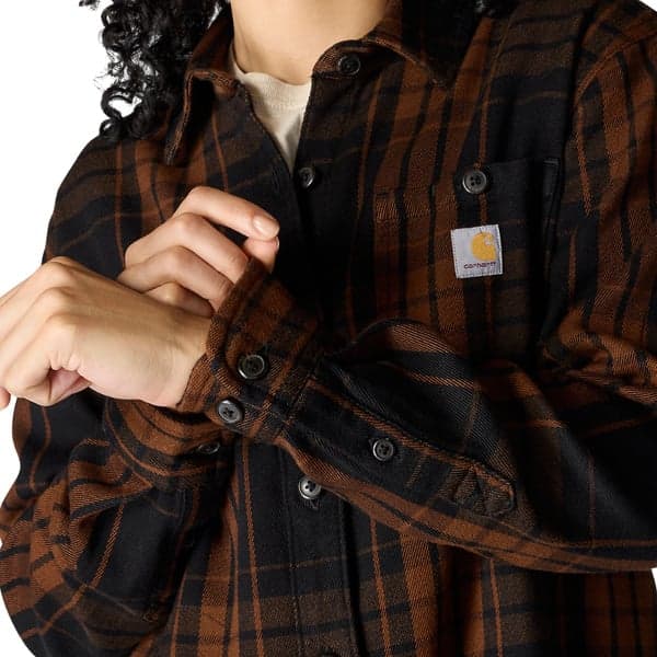 Carhartt W's Loose Fit Twill Plaid Shirt Black, view: 3