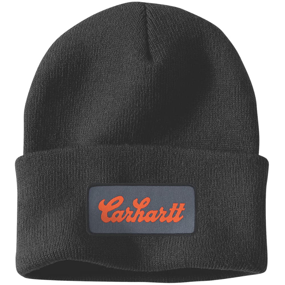 Carhartt M's Knit Cuffed Script Patch Beanie Black, view: 0