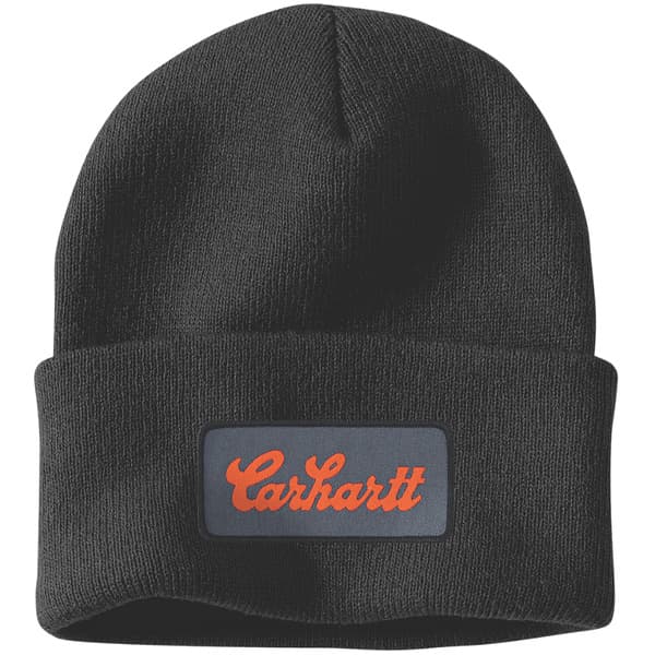 Carhartt M's Knit Cuffed Script Patch Beanie Black, view: 0