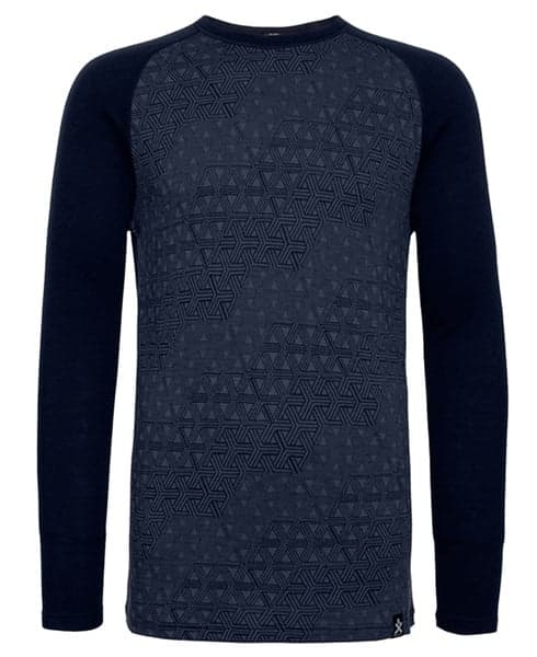 Geo Merino Wool Crew Navy, view: 0