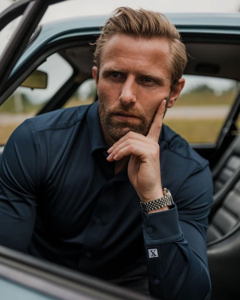 Marcus Slim Sky Blue All Navy Blue, view: 3