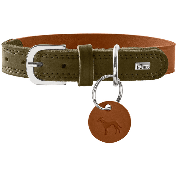 Collar Lemvig 60/M-L Leather Cognac/Olive Green, view: 0