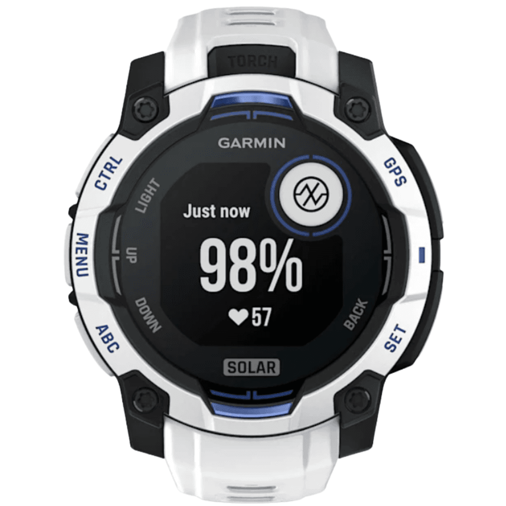 Instinct 3 - 45 mm, Solar Whitestone With Whitestone/Bolt Blue Silicone Band, view: 11