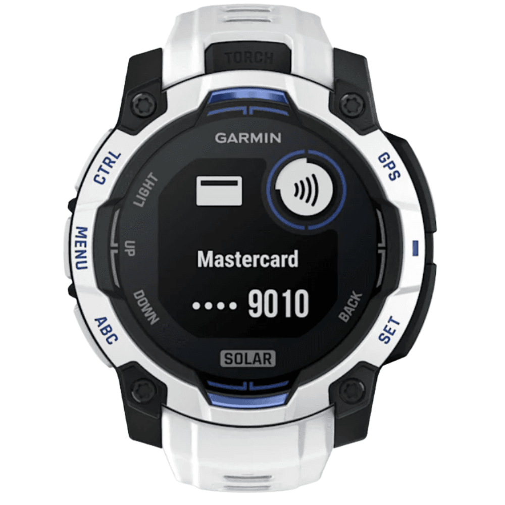 Instinct 3 - 45 mm, Solar Whitestone With Whitestone/Bolt Blue Silicone Band, view: 6