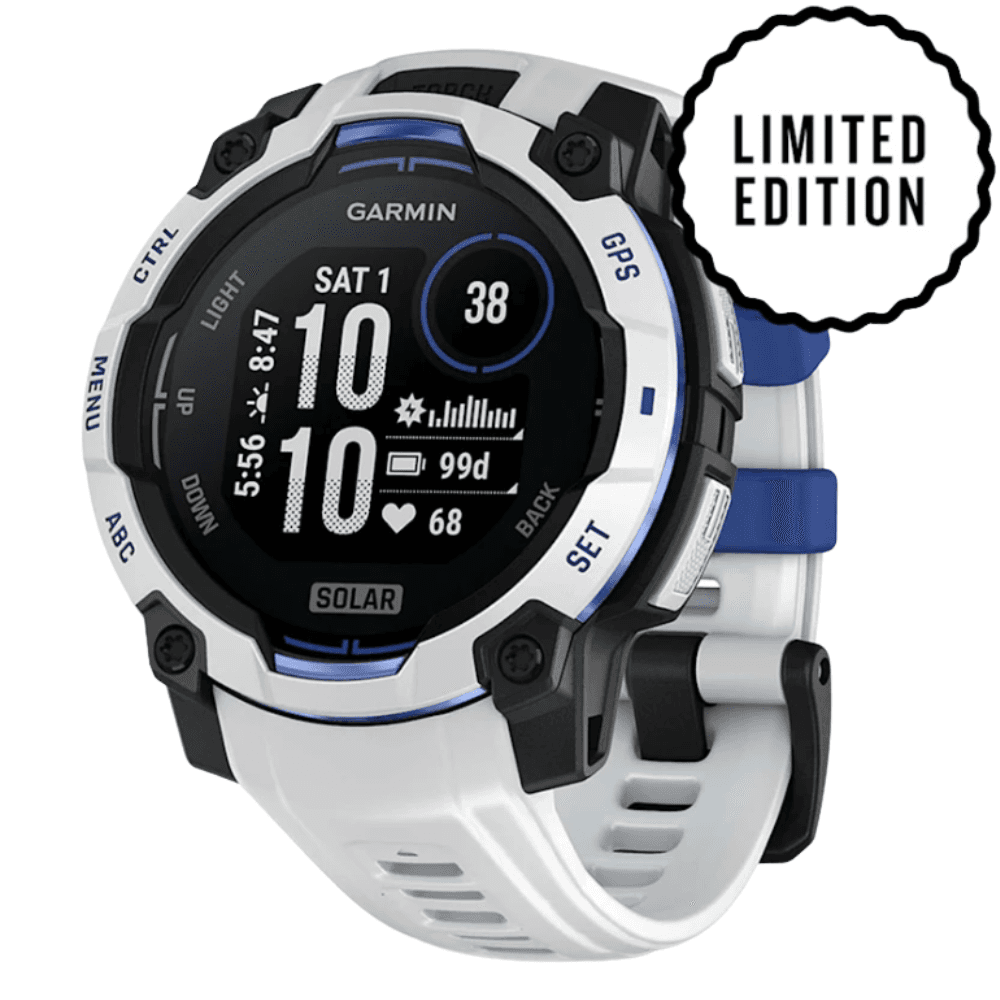 Instinct 3 - 45 mm, Solar Whitestone With Whitestone/Bolt Blue Silicone Band, view: 1