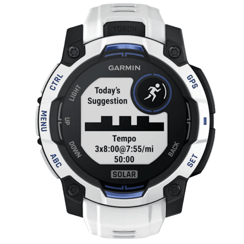 Instinct 3 - 45 mm, Solar Whitestone With Whitestone/Bolt Blue Silicone Band, view: 4