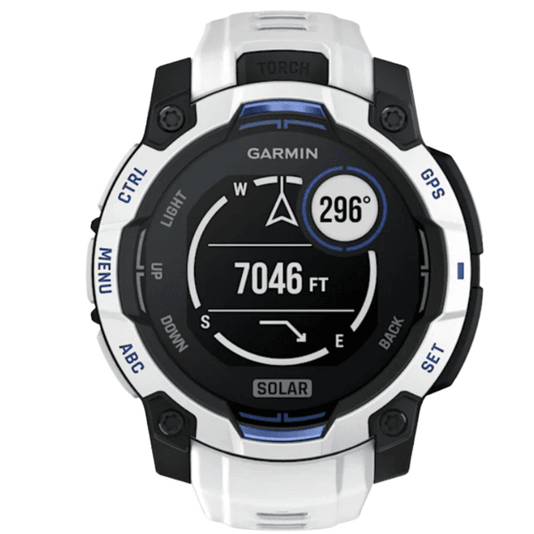 Instinct 3 - 45 mm, Solar Whitestone With Whitestone/Bolt Blue Silicone Band, view: 10