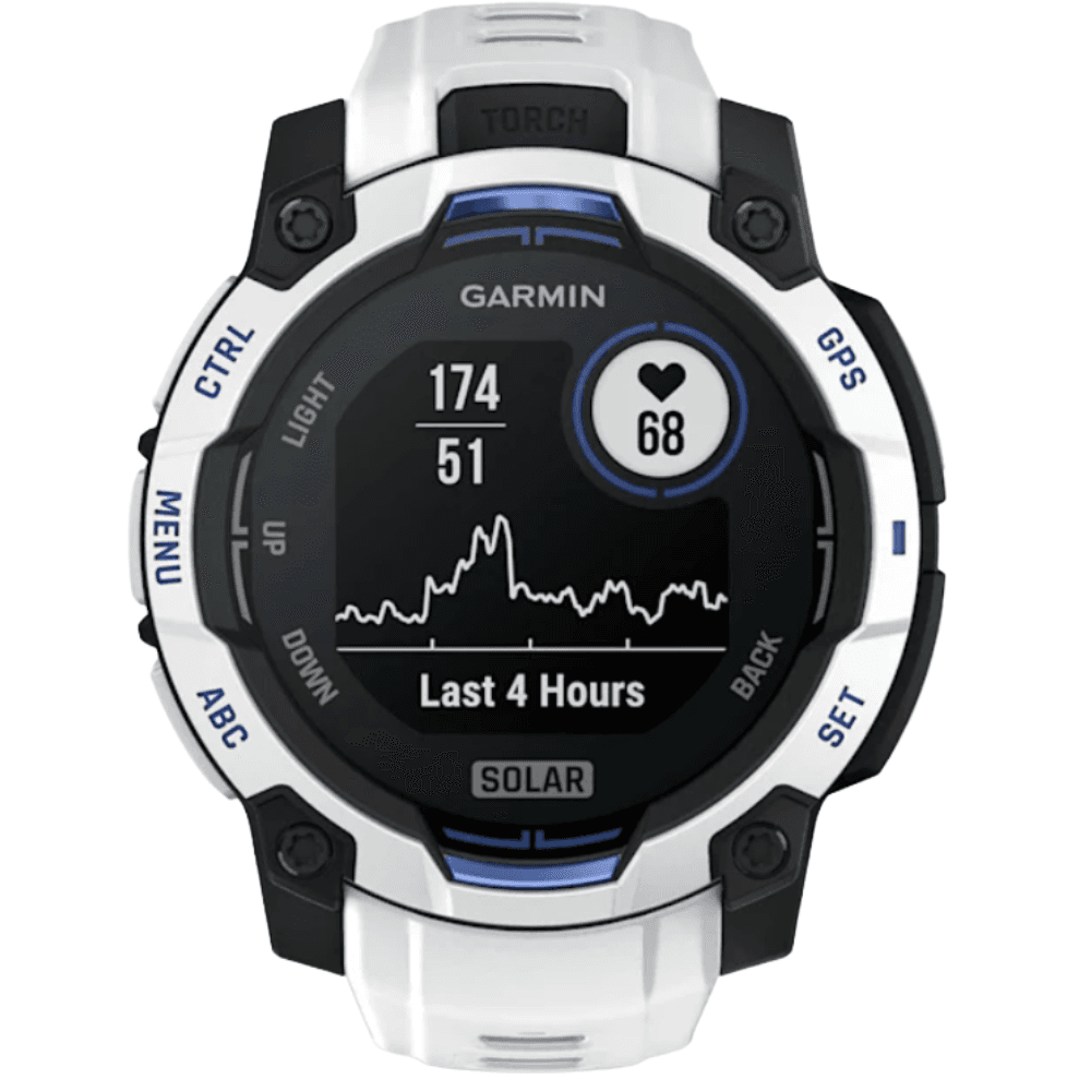 Instinct 3 - 45 mm, Solar Whitestone With Whitestone/Bolt Blue Silicone Band, view: 18