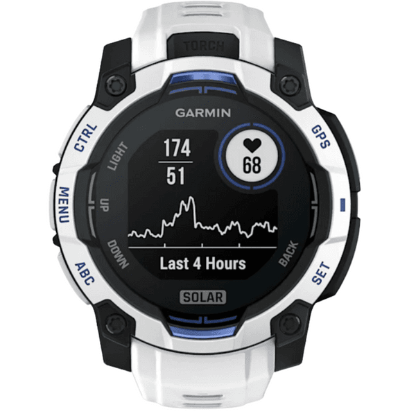 Instinct 3 - 45 mm, Solar Whitestone With Whitestone/Bolt Blue Silicone Band, view: 18