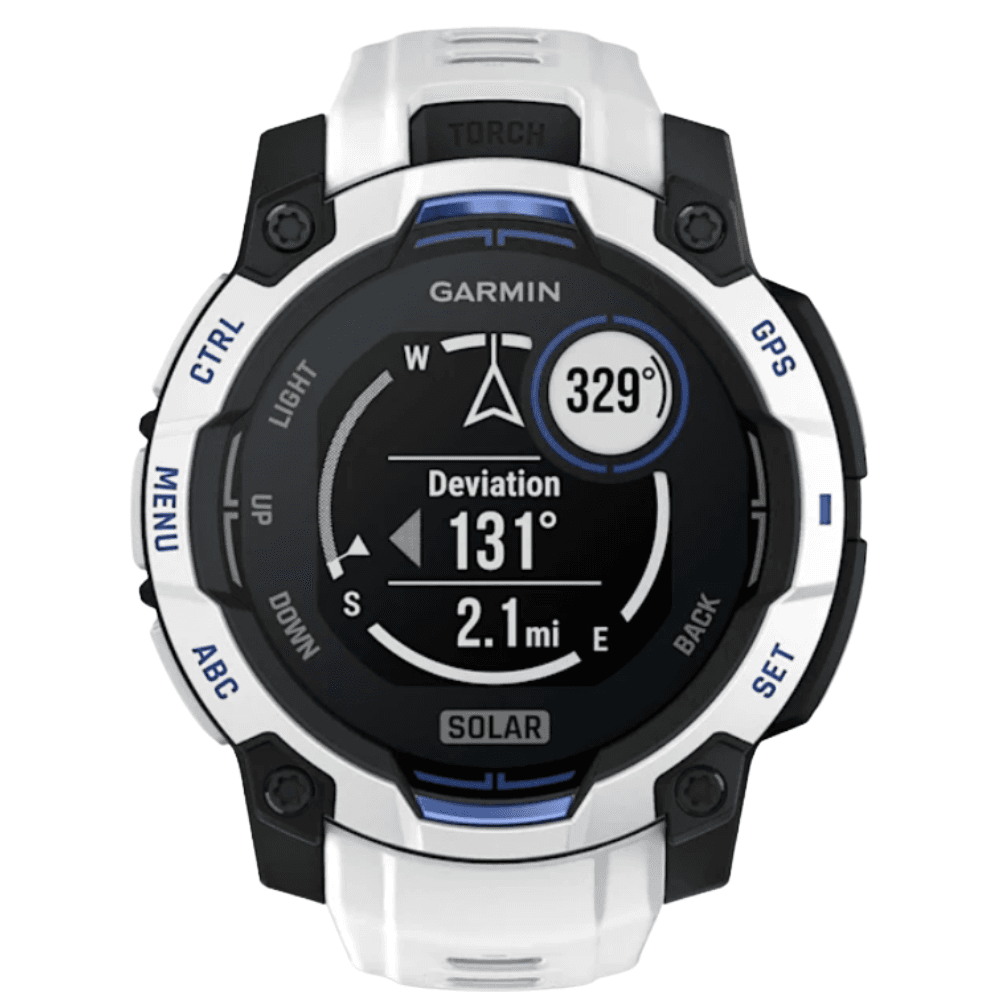 Instinct 3 - 45 mm, Solar Whitestone With Whitestone/Bolt Blue Silicone Band, view: 9