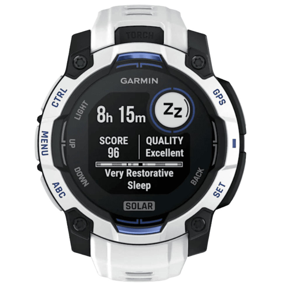 Instinct 3 - 45 mm, Solar Whitestone With Whitestone/Bolt Blue Silicone Band, view: 8