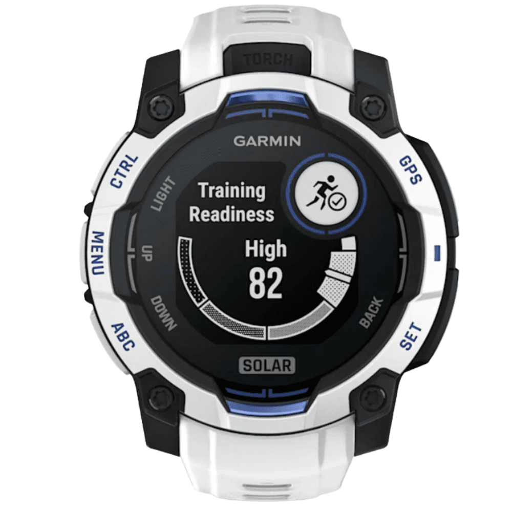 Instinct 3 - 45 mm, Solar Whitestone With Whitestone/Bolt Blue Silicone Band, view: 5