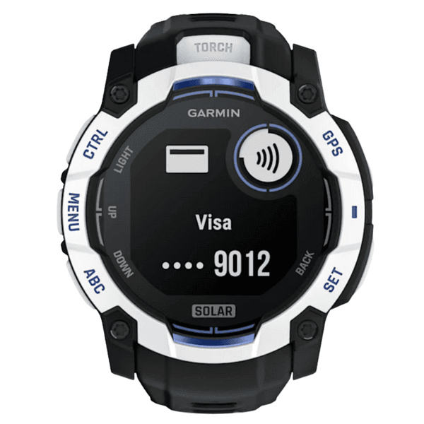 Instinct 3 50 mm, Solar Whitestone With Black/Bolt Blue Silicone Band, view: 6