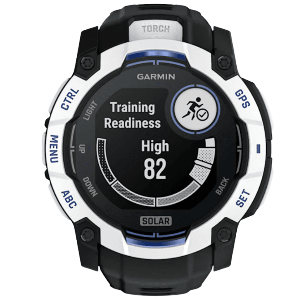 Instinct 3 50 mm, Solar Whitestone With Black/Bolt Blue Silicone Band, view: 7