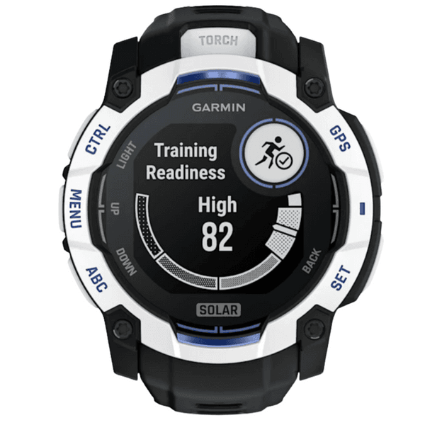 Instinct 3 50 mm, Solar Whitestone With Black/Bolt Blue Silicone Band, view: 7