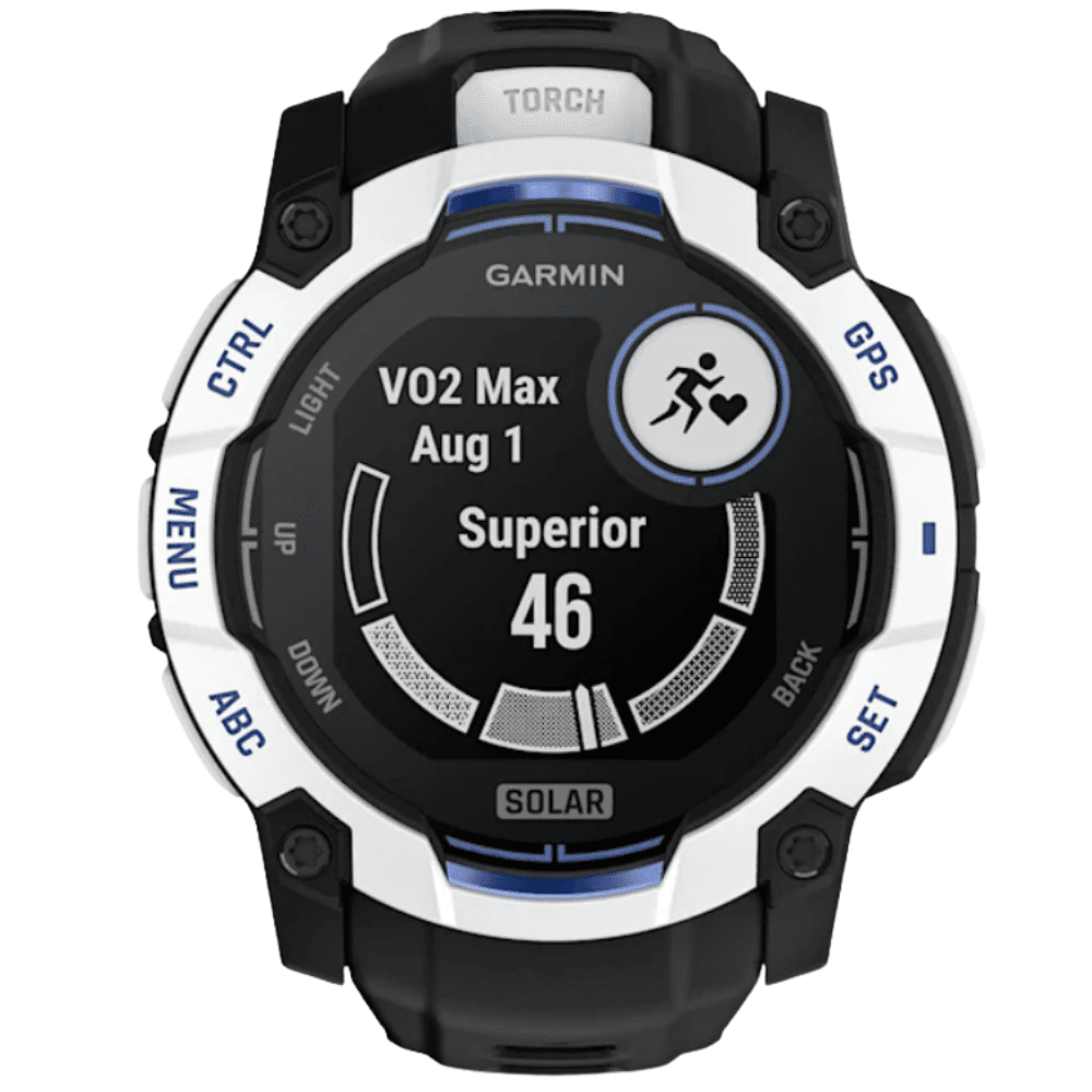 Instinct 3 50 mm, Solar Whitestone With Black/Bolt Blue Silicone Band, view: 8