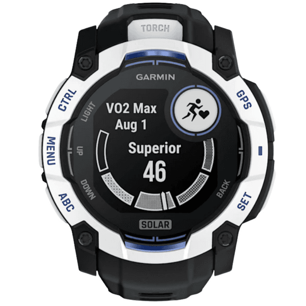 Instinct 3 50 mm, Solar Whitestone With Black/Bolt Blue Silicone Band, view: 8