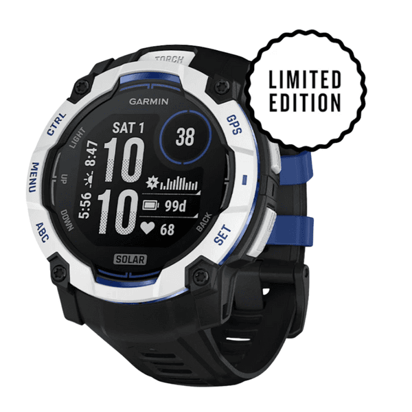 Instinct 3 50 mm, Solar Whitestone With Black/Bolt Blue Silicone Band, view: 1