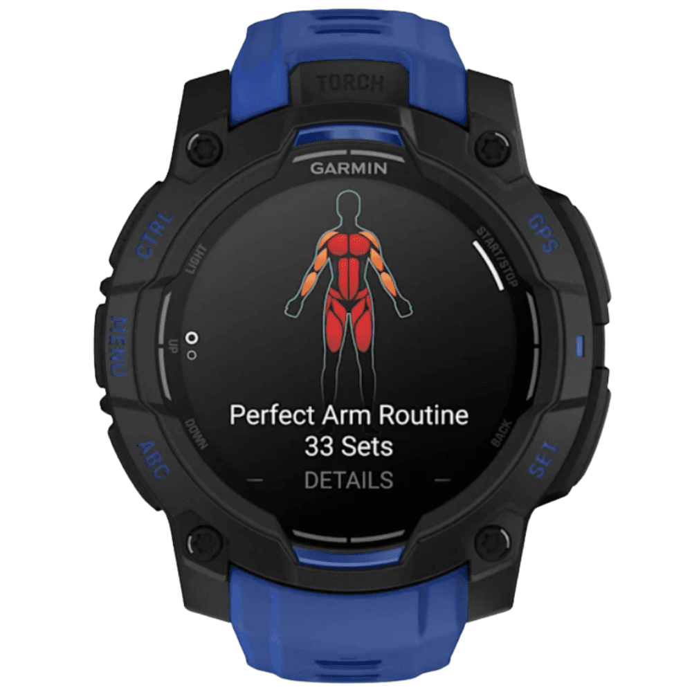 Instinct 3 - 45 mm, Amoled Black With Bolt Blue/Black Silicone Band, view: 3