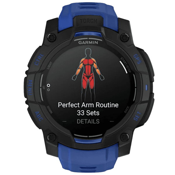 Instinct 3 - 45 mm, Amoled Black With Bolt Blue/Black Silicone Band, view: 3