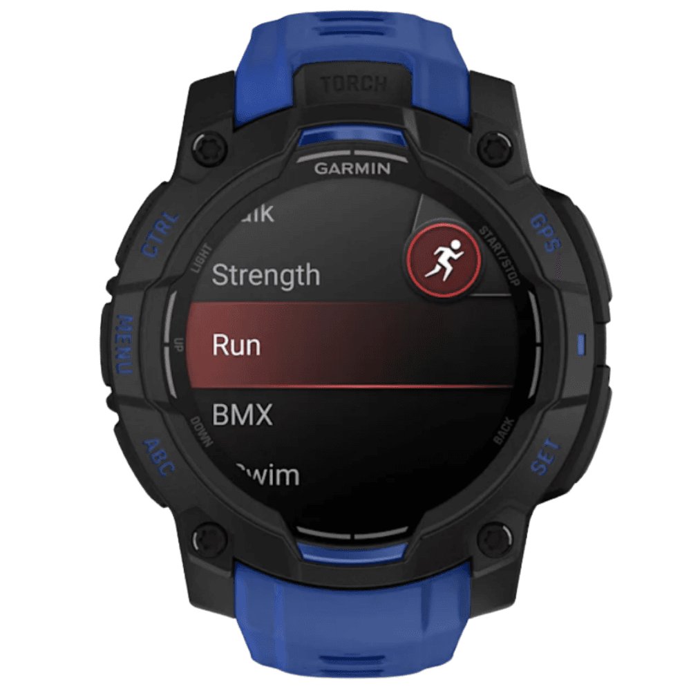 Instinct 3 - 45 mm, Amoled Black With Bolt Blue/Black Silicone Band, view: 2