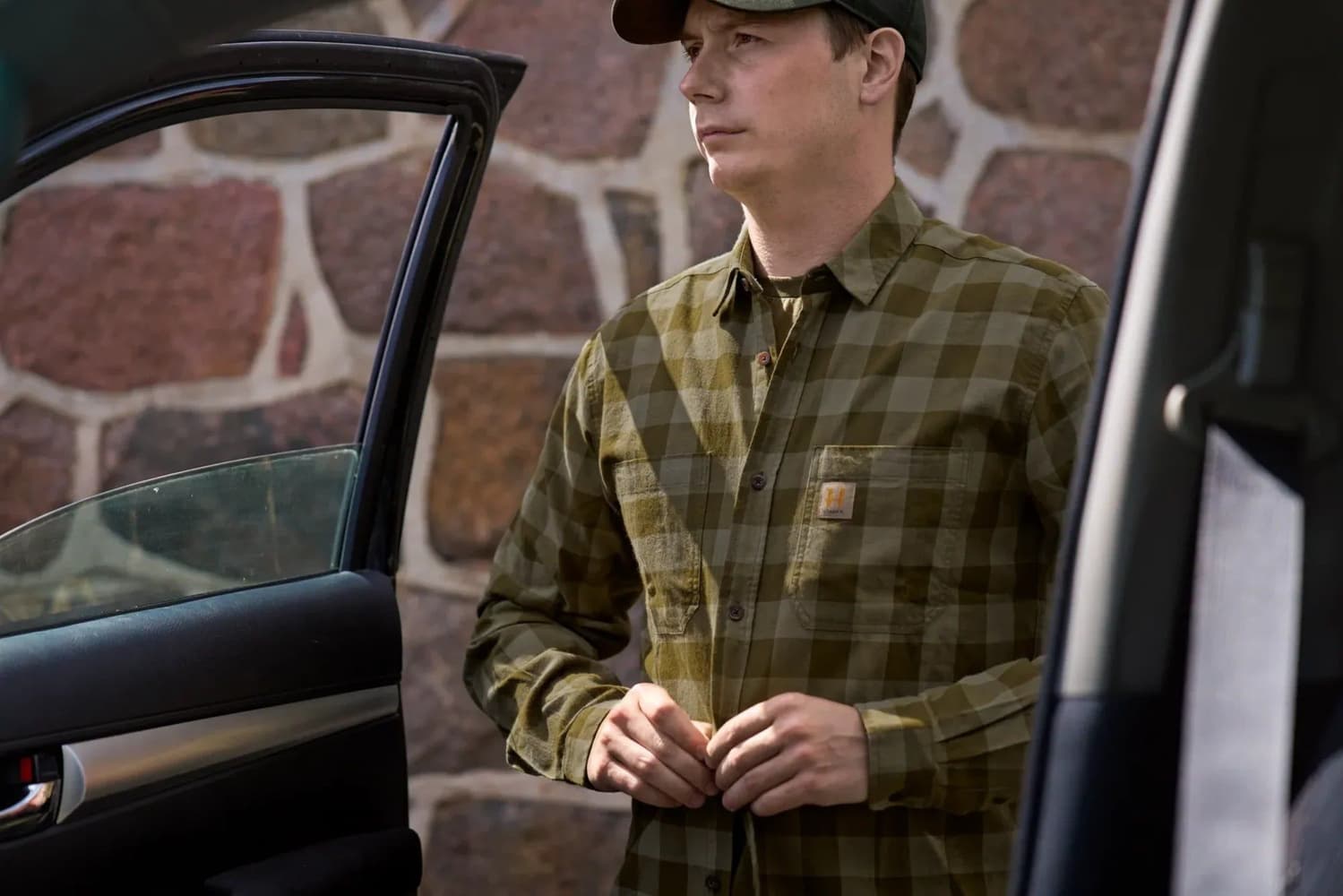 Scandinavian L/S Unisex Dark Olive Check, view: 1