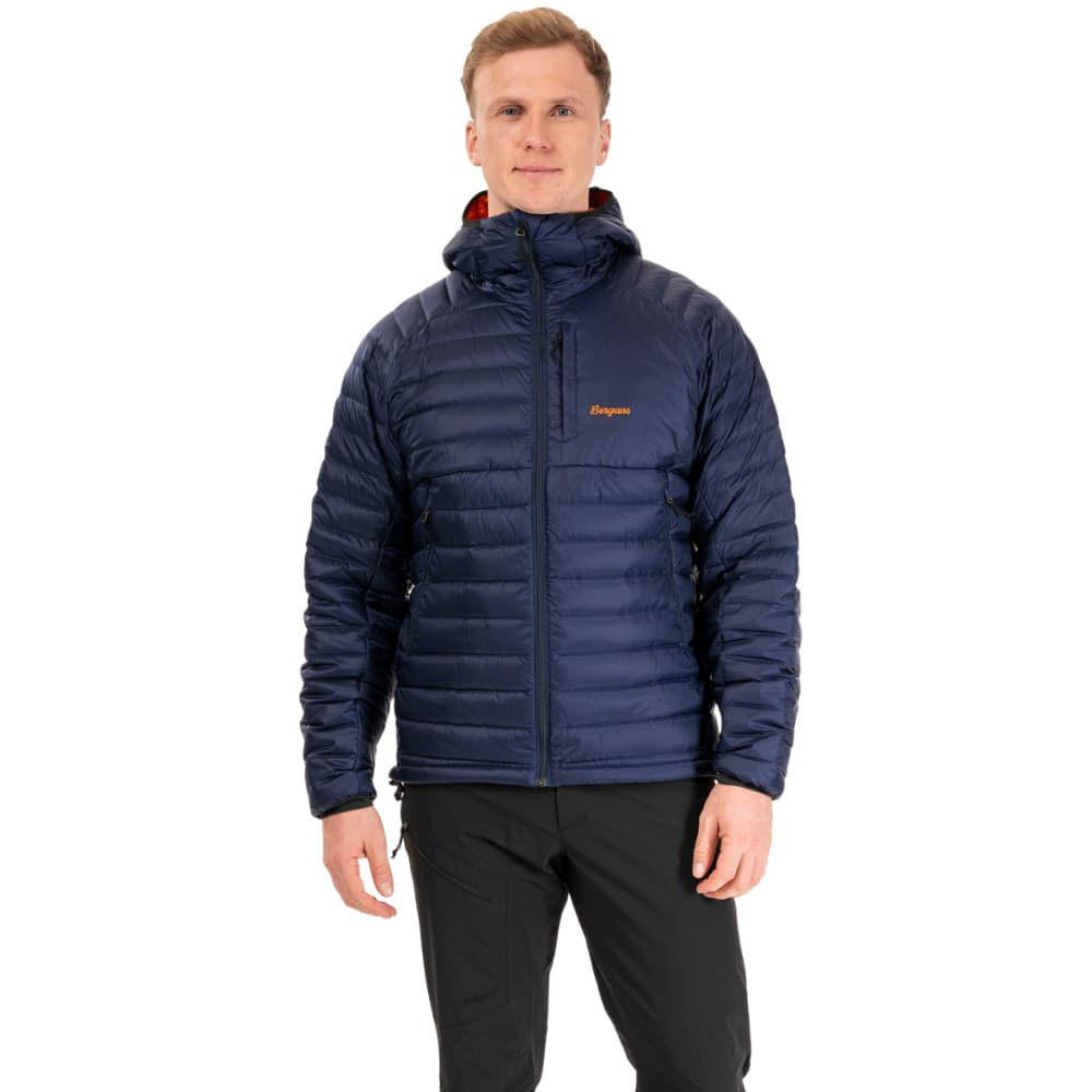 M's Vaagaa Light Down Jacket Hood Navy Blue/Alert Orange, view: 2