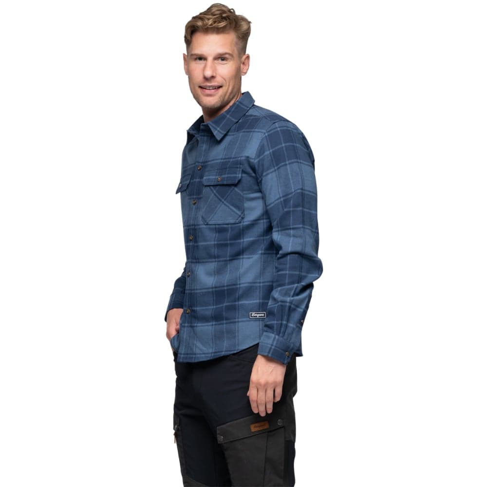 M's Nordmarka Flannel Shirt Granite Blue/Navy Blue Check, view: 2