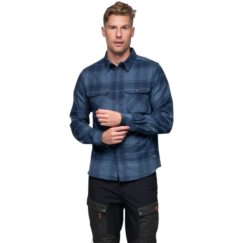 M's Nordmarka Flannel Shirt Granite Blue/Navy Blue Check, view: 1