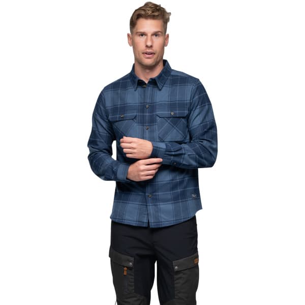 M's Nordmarka Flannel Shirt Granite Blue/Navy Blue Check, view: 1