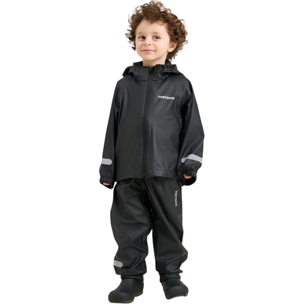 Kids Packable Rainbreaker Set Black, view: 0