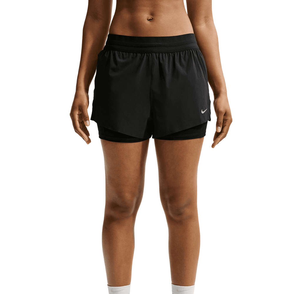 W's Swift Dri-Fit Mid-Rise 2-In-1 Running Shorts Black/Reflective Silv, view: 2